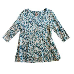 Women's Tee - Chico's Size 2/L - Blue Leopard Print